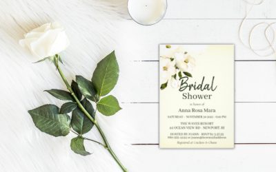 Bridal Shower Invitation Blush Dusty Watercolor White Rose